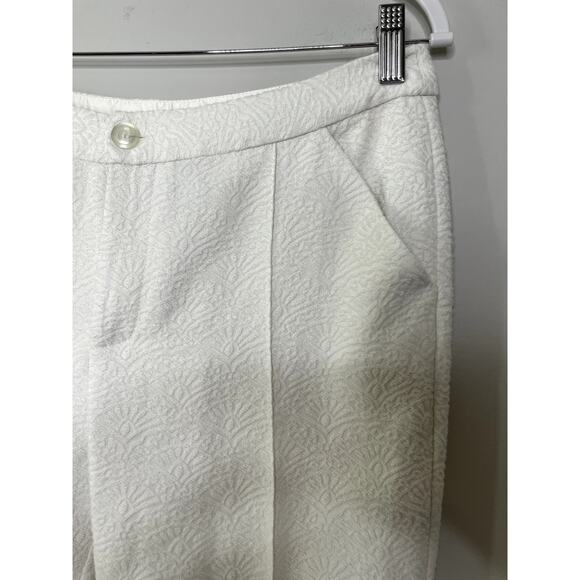 Darling Textured Pattern High Rise Straight Leg Ankle Pants White S Country Club - Picture 4 of 11
